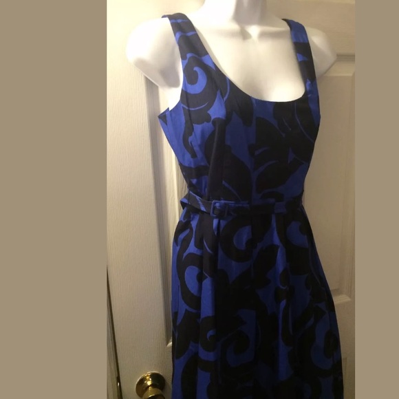 J. CREW Balustrade Blue Belted Scroll Floral Print Dress Knit Shift Sheath - Picture 2 of 8